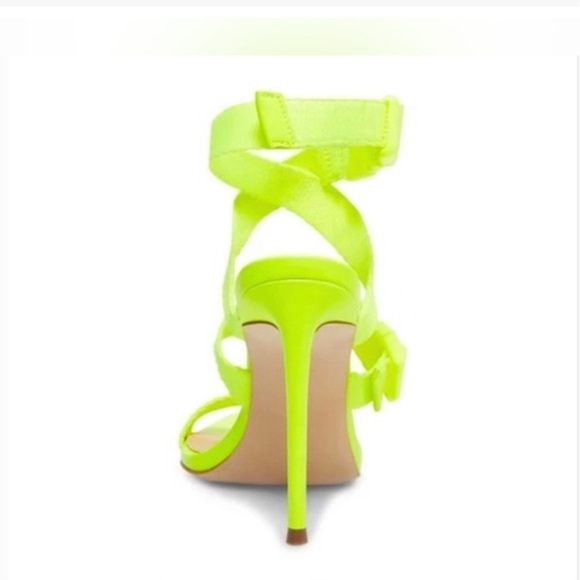 WINNIE HARLOW X STEVE MADDEN RUMPUNCH Neon Lime Green Strap Heels Size 6 - Picture 2 of 5